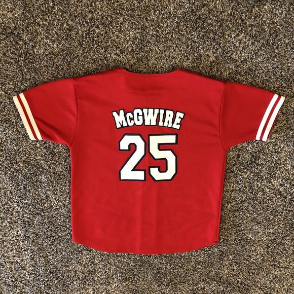 Mark McGwire 25 Cardinals Baseball Jersey Youth Large Unisex Button Front Red - Picture 12 of 12